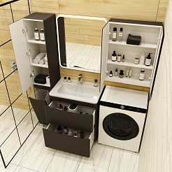 Style Line Мебель для ванной Бергамо Мини 70 черная Люкс антискрейтч Plus – фотография-18